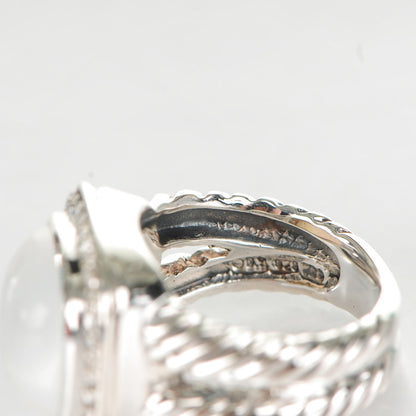 David Yurman Sterling Silver Diamond Moon Quartz 11mm Albion Ring 49 5 4 of 5