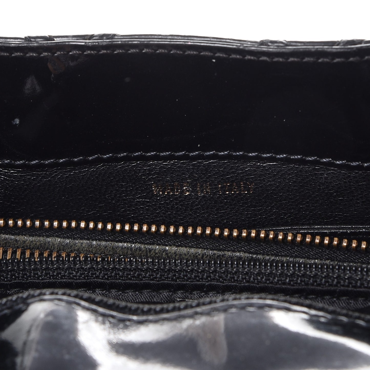Patent Diamond Stitched Shoulder Bag Black