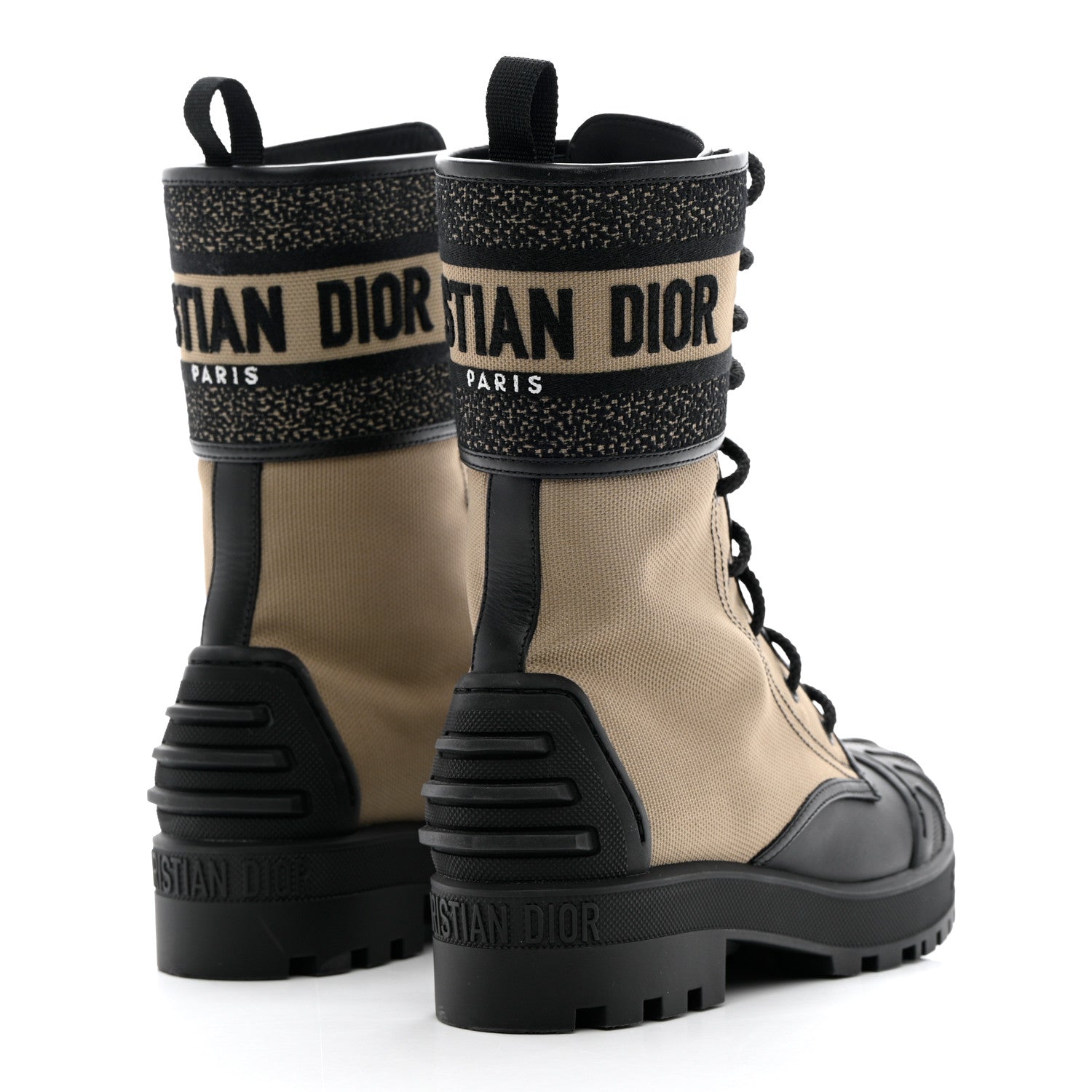 Christian Dior Calfskin Technical Fabric D-Major Ankle Boots 37 Taupe Black 4 of 12