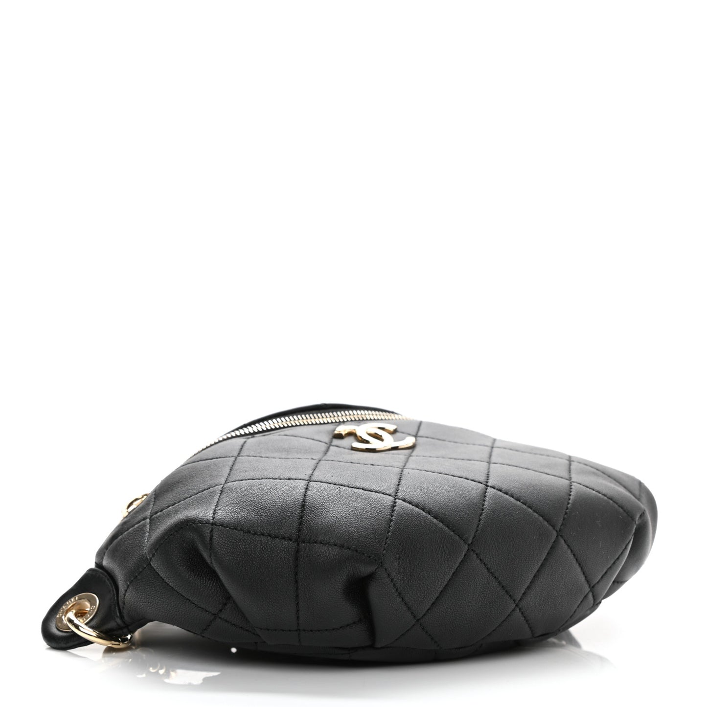 Lambskin Quilted Resin Bi-Color Waist Bag Fanny Pack Black