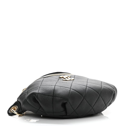 Chanel Lambskin Quilted Resin Bi-Color Waist Bag Fanny Pack Black 4 of 10