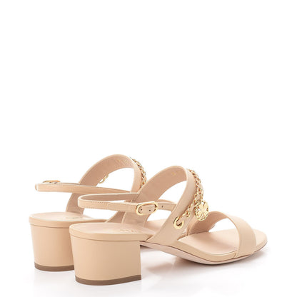 Chanel Lambskin Chain Sandals 38 Beige 4 of 10