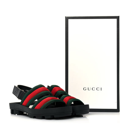 Gucci Nylon Cirano Lux Web Mens Cleat Sole Slingback Sandals 6.5 Green Red Black 9 of 9