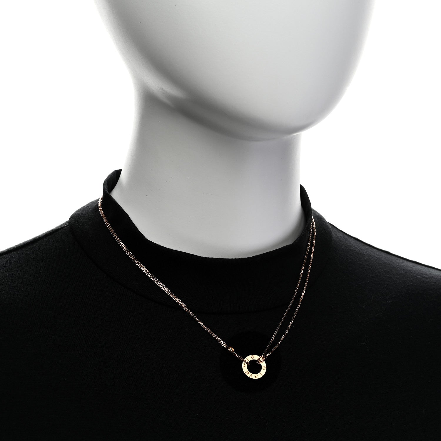 Cartier 18K Pink Gold 2 Diamond LOVE Necklace 2 of 6