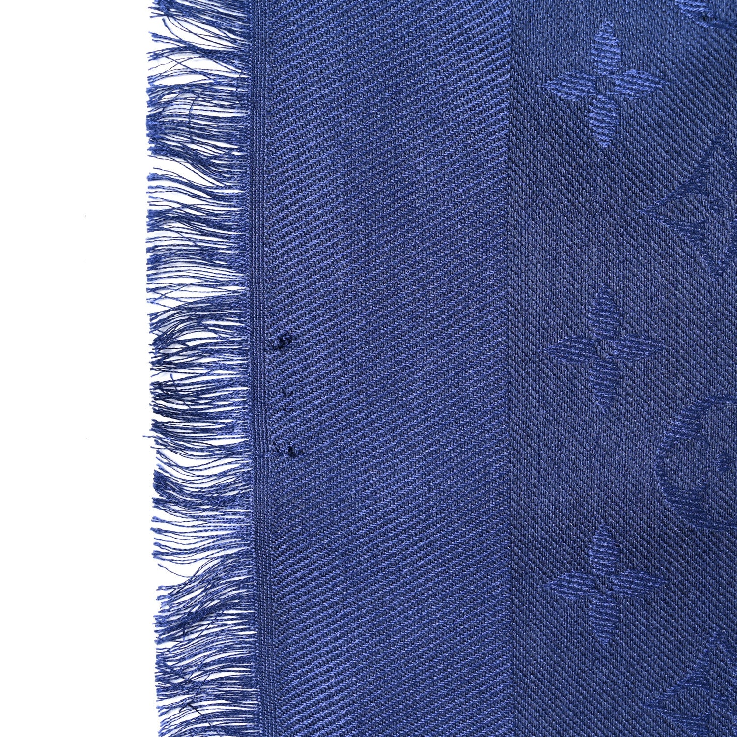 Louis Vuitton Silk Wool Monogram Shawl Navy Blue 4 of 5