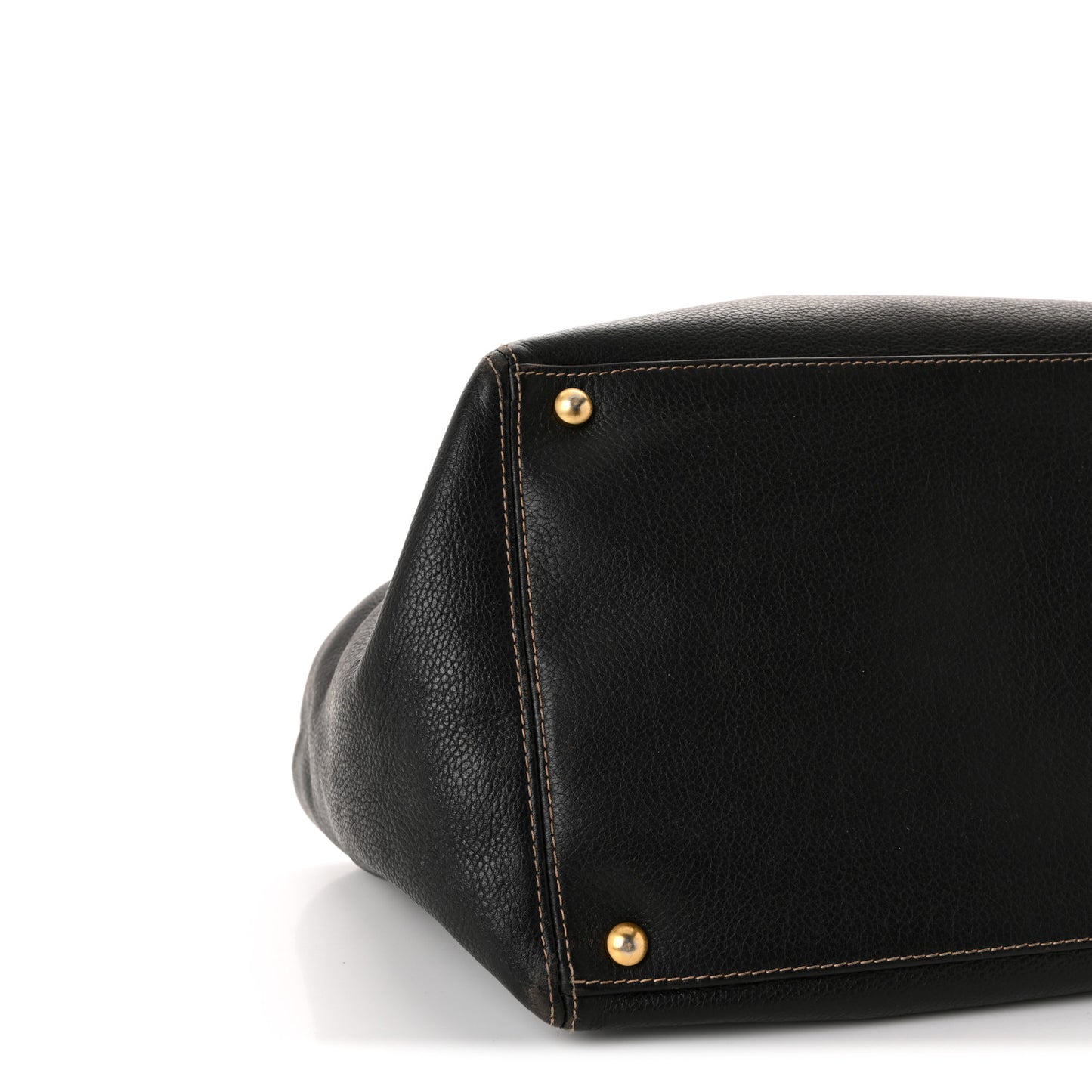 Grained Calfskin CC Stitched Shoulder Bag Black