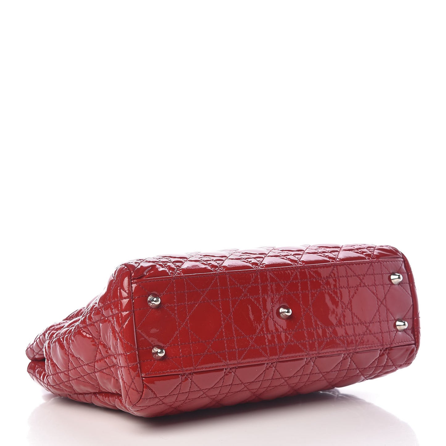 Patent Cannage Small Dior Soft Shopping Tote Red