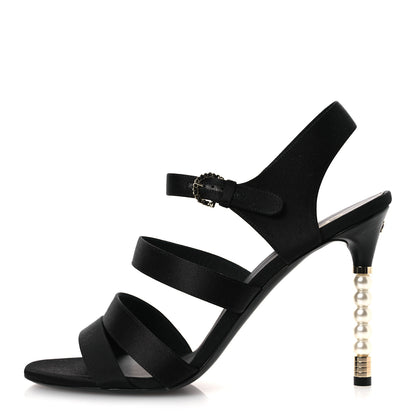 Chanel Kid Suede Pearl Sandals 42 Black 1 of 12