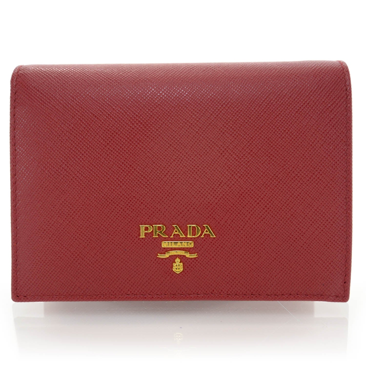 Prada Saffiano Metal Bi-Fold Wallet Fuoco 1 of 8