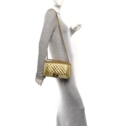 Chanel Metallic Patent Calfskin Quilted Medium Boy Flap Gold 2 of 10
