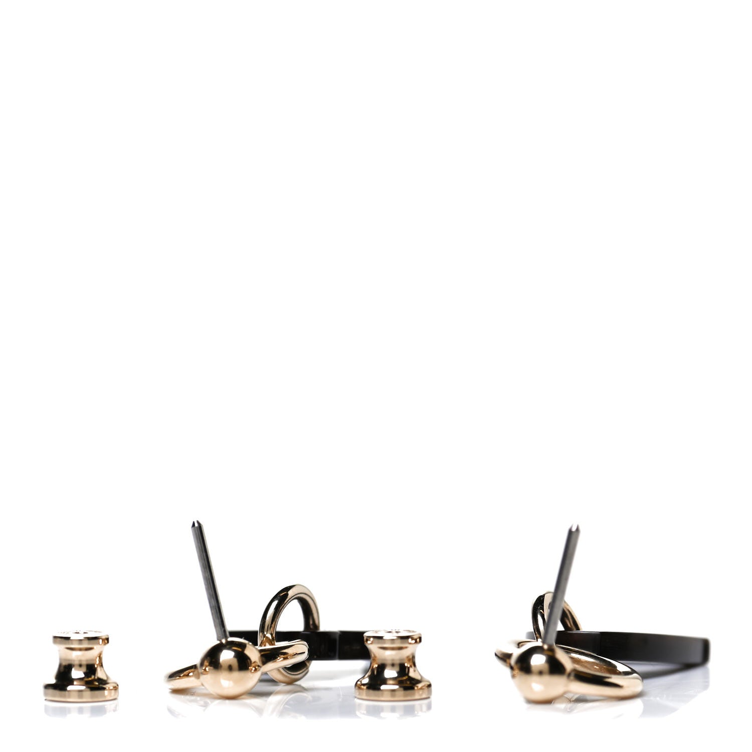 Hermes Permabrass Buffalo Horn Amulettes Equestre Earrings Black 3 of 4