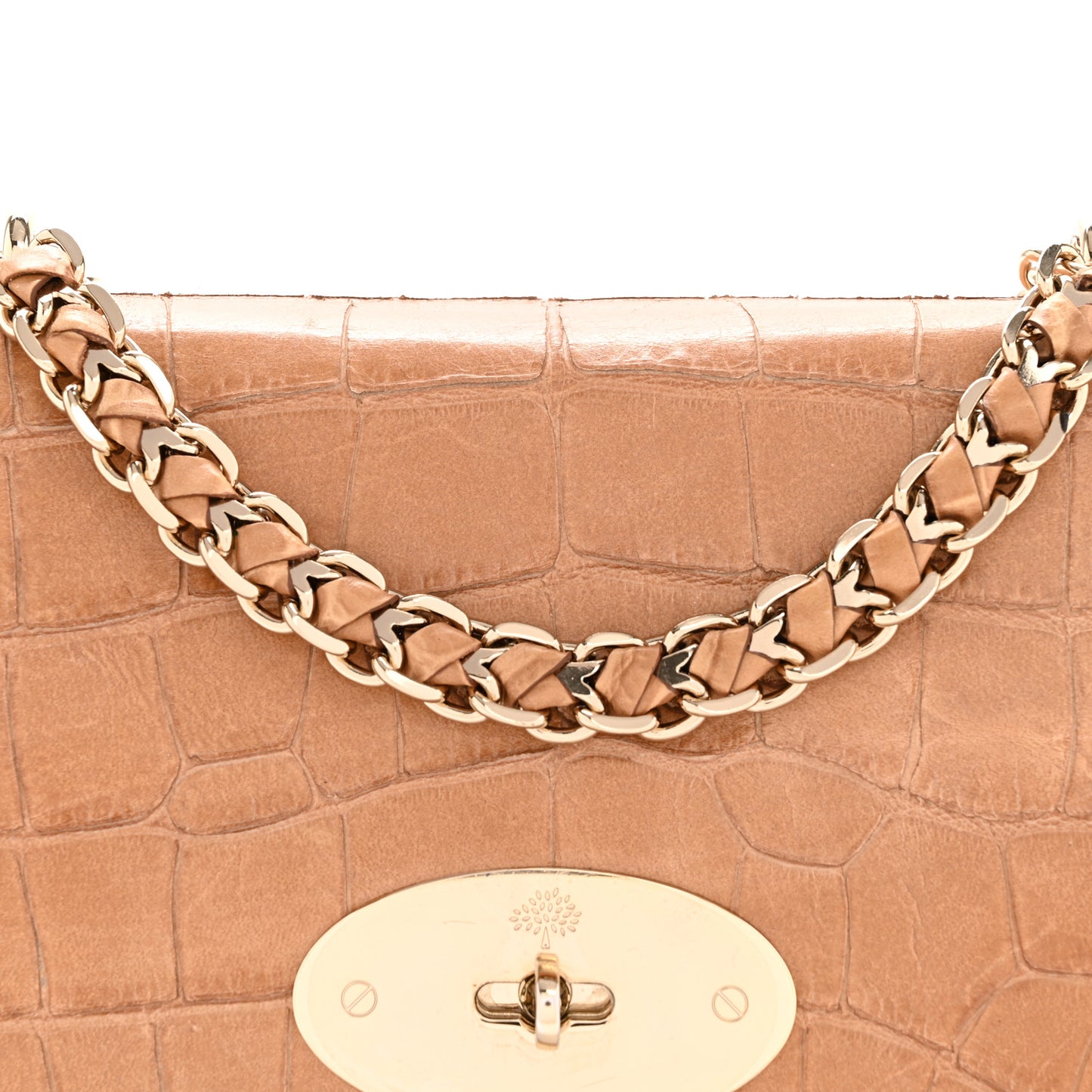 Nappa Crocodile Embossed Medium Lily Flap Camel