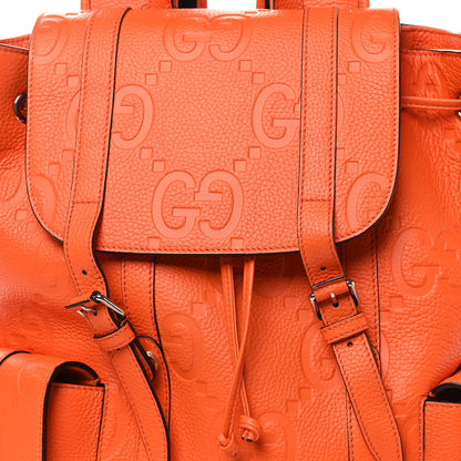 Gucci Piuma Calfskin Jumbo GG Embossed Double Buckle Backpack Good Orange 7 of 9