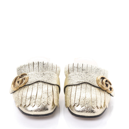 Gucci Galassia Womens GG Marmont Fringe Slippers 35.5 Platino 2 of 7