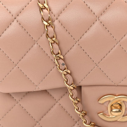 Chanel Lambskin Quilted Mini Top Handle Rectangular Flap Beige 11 of 12
