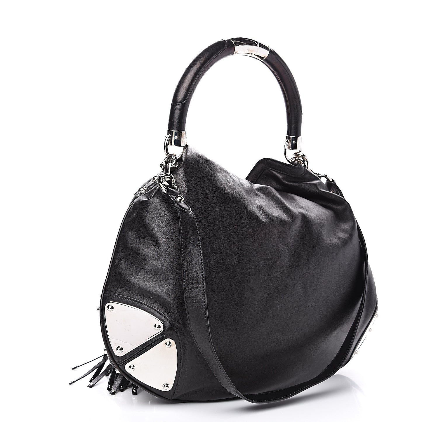 Calfskin Large Indy Top Handle Hobo Black