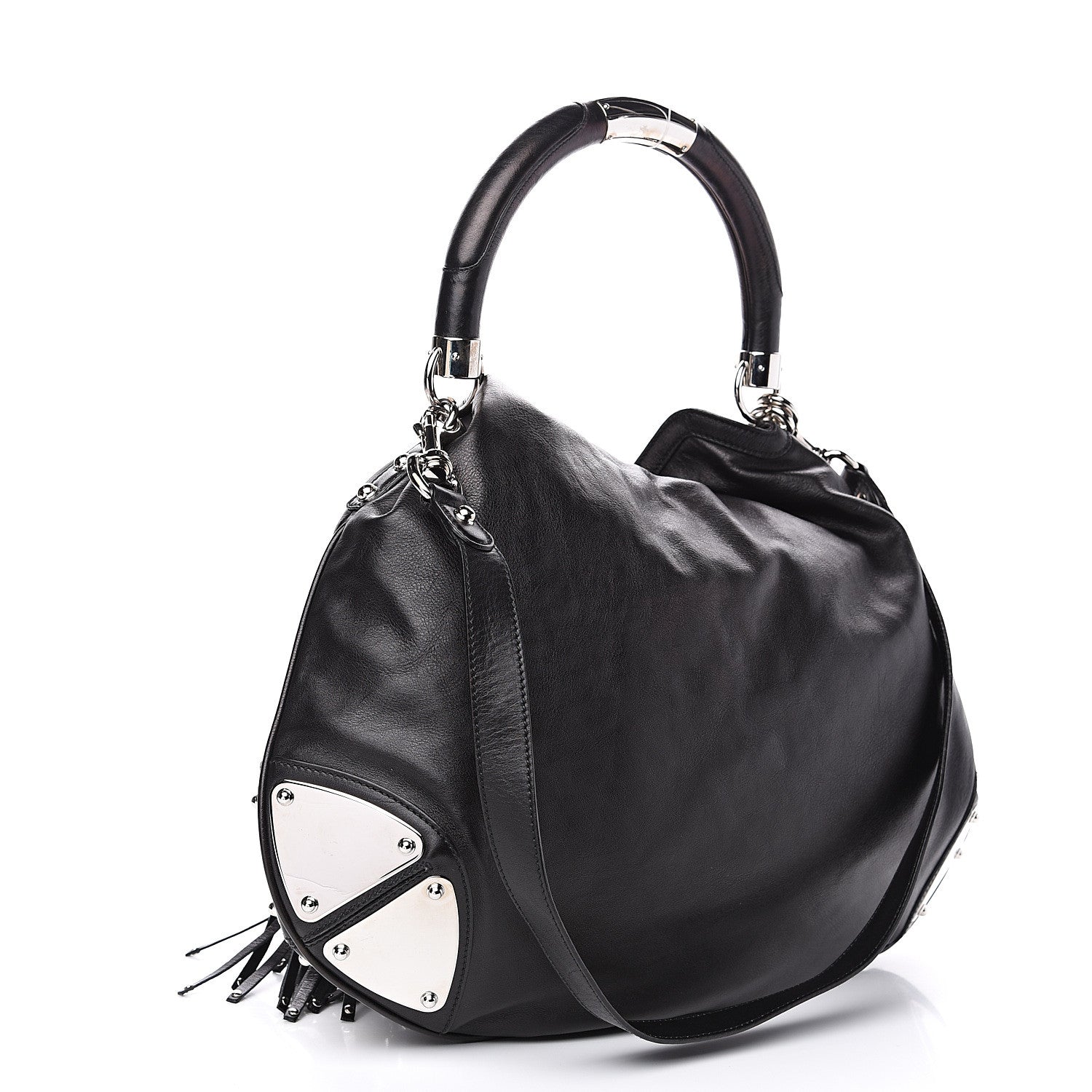 Gucci Calfskin Large Indy Top Handle Hobo Black 2 of 9
