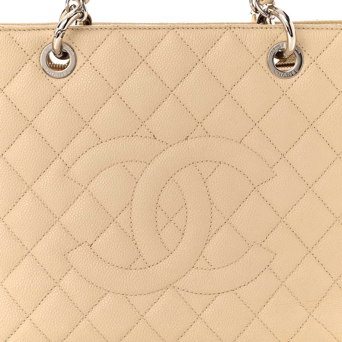 Caviar Quilted Grand Shopping Tote GST Beige Clair