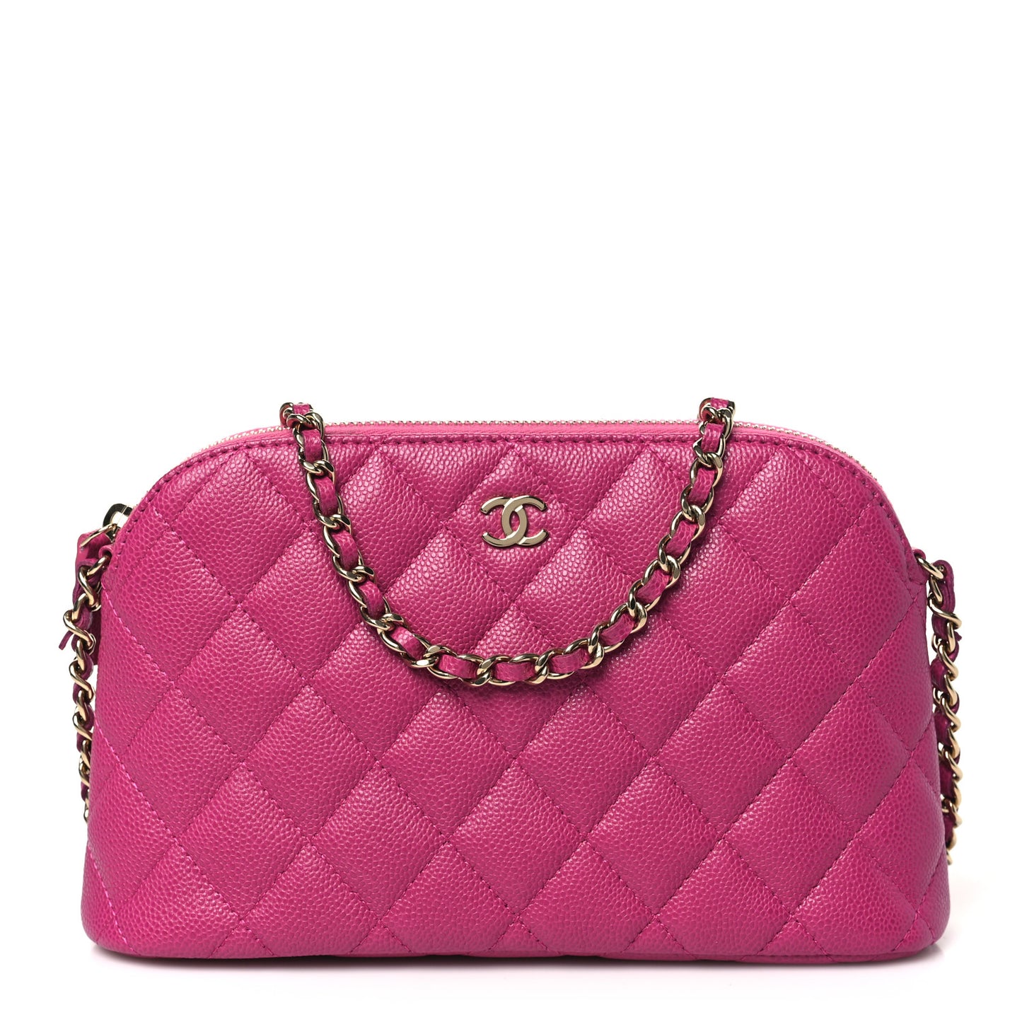 Caviar Quilted Classic Clutch With Chain Fuchsia