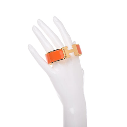 Hermes Enamel Wide Clic Clac H Bracelet GM Orange 2 of 5