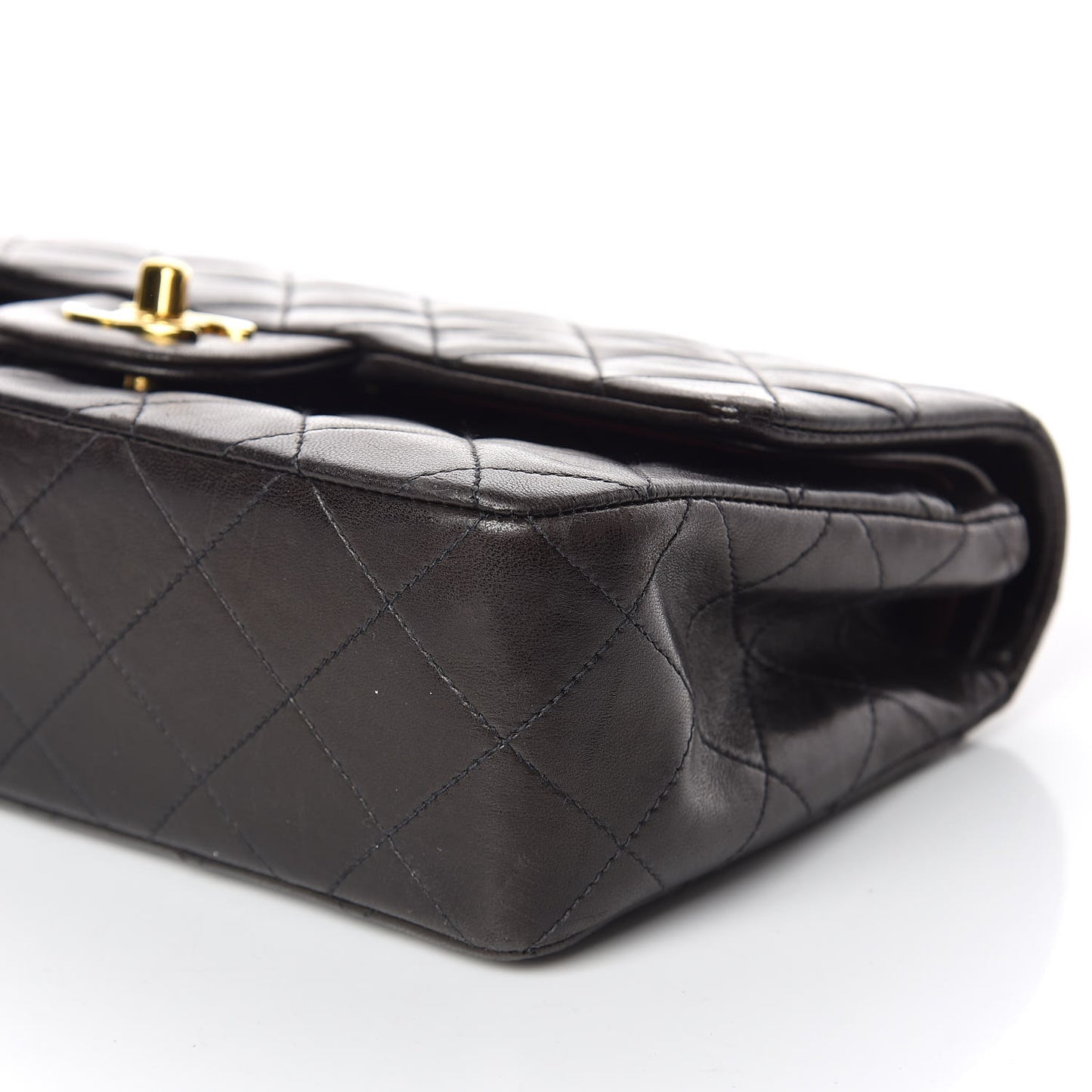 Lambskin Quilted Small Double Flap Black