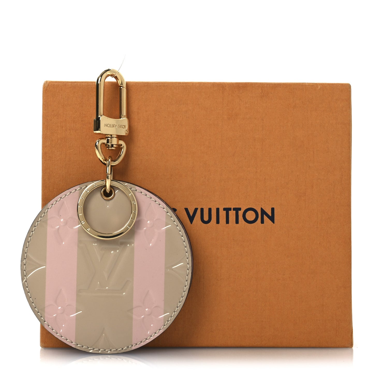 Vernis Rayures Mirror Bag Charm Beige Pink