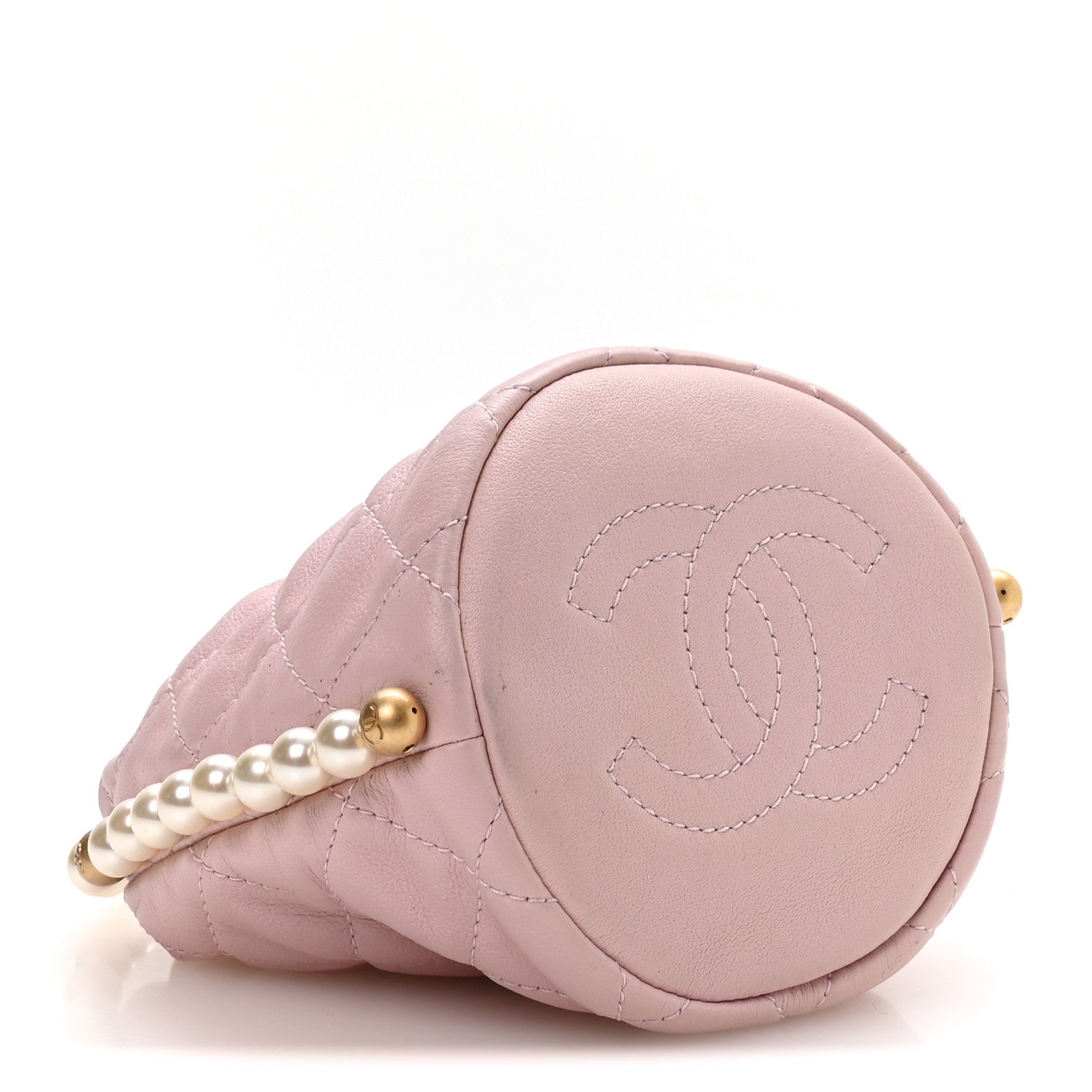Chanel Calfskin Quilted Pearl Mini About Pearls Drawstring Bucket Light Pink 4 of 10