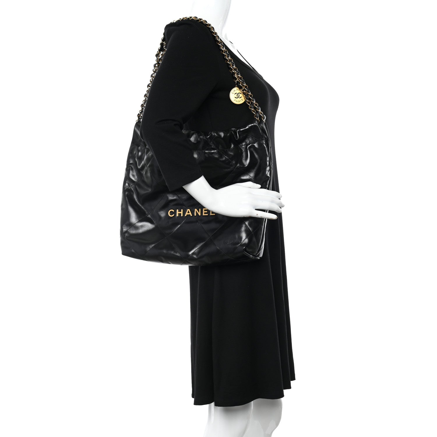 Chanel Shiny Calfskin Quilted Small Chanel 22 Black 3 of 11