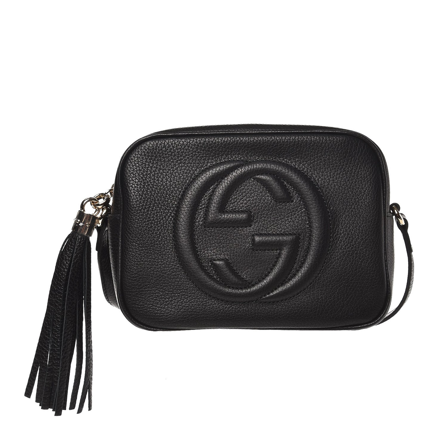 Pebbled Calfskin Small Soho Disco Bag Black