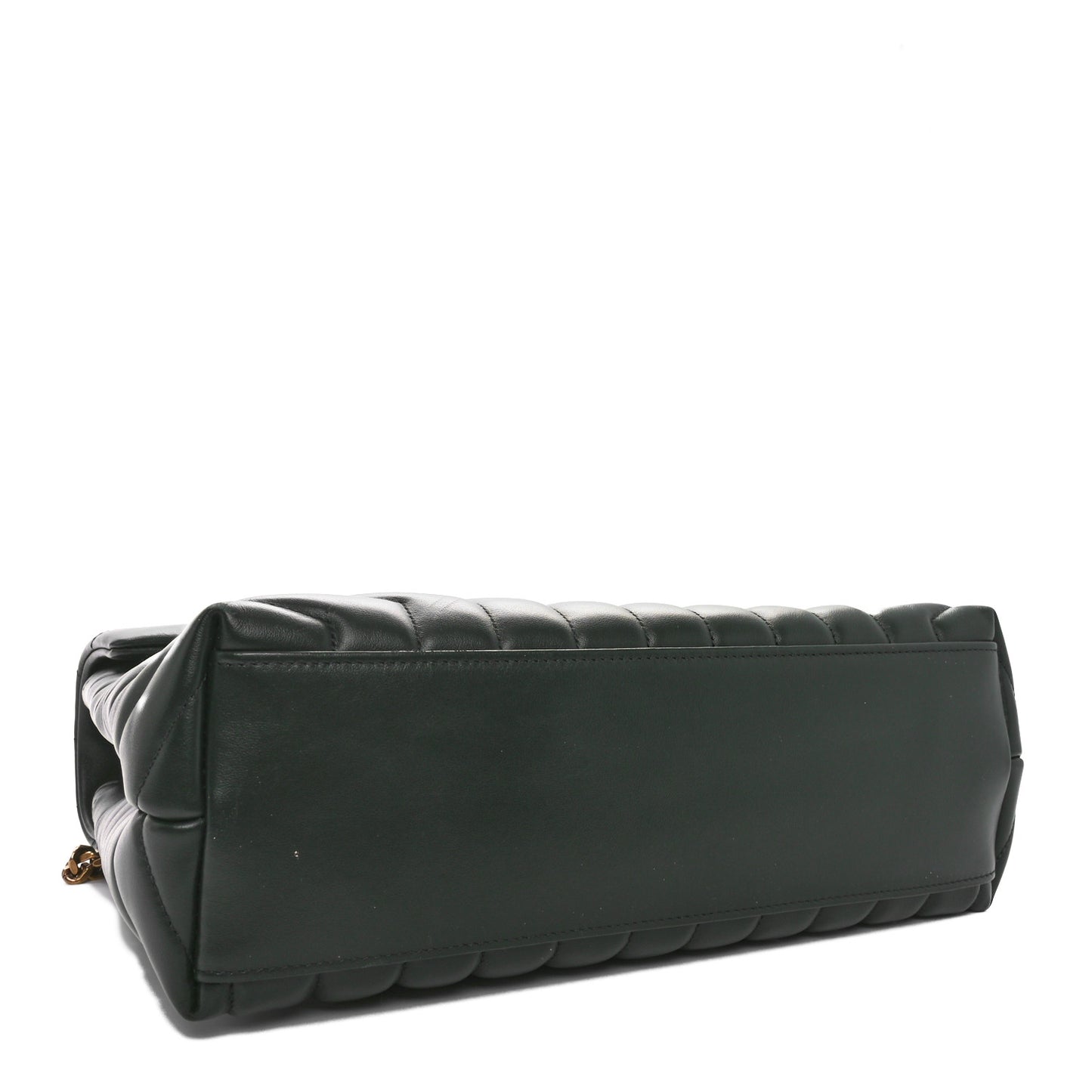 Calfskin Y Quilted Monogram Medium Loulou Chain Satchel Vert Fonce