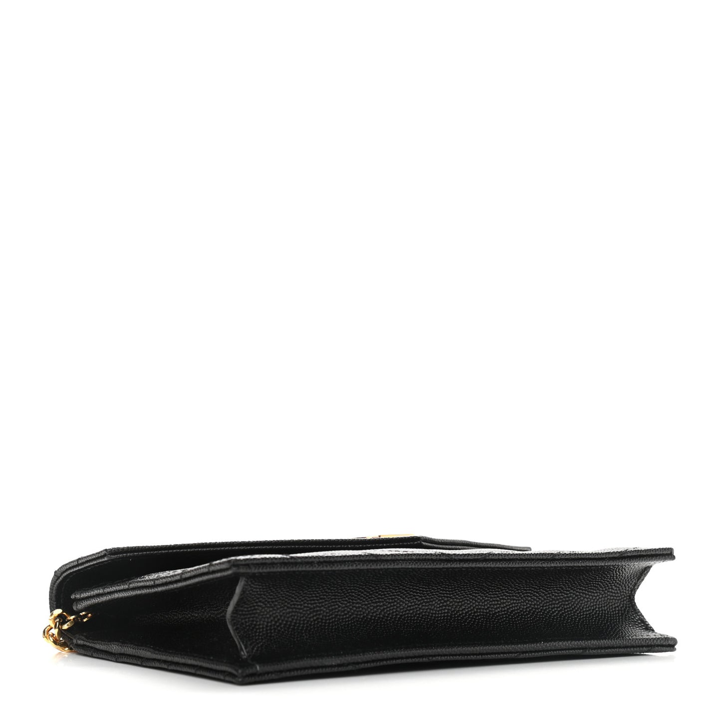 Grain De Poudre Matelasse Chevron Monogram Envelope Chain Wallet Black