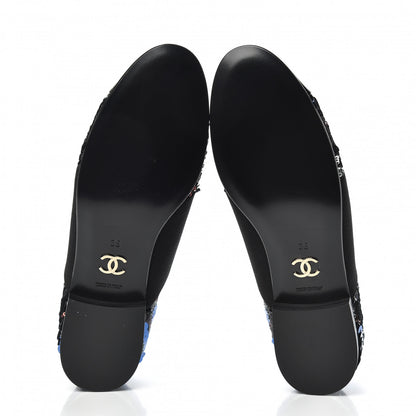 Chanel Patent Calfskin Sequin CC Cap Toe Womens Lace Up Oxfords 36 Blue Black 5 of 8