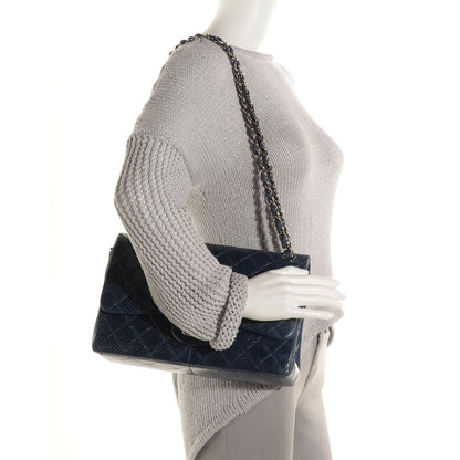 Chanel Lizard Jumbo Double Flap Blue 2 of 9