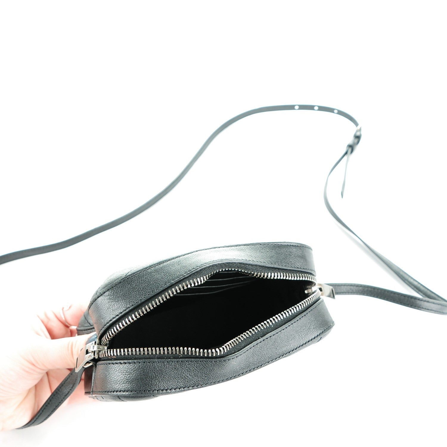 Saint Laurent Sheepskin Chevron Small Camera Bag Black 6 of 9