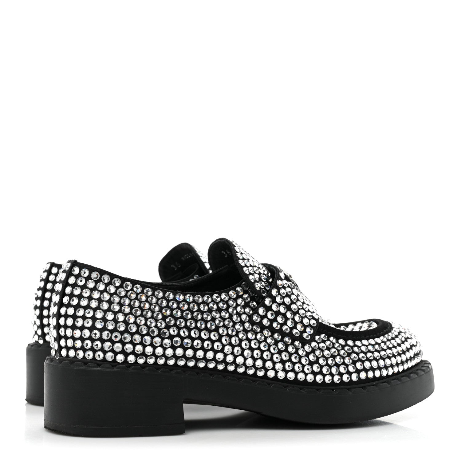 Prada Satin Crystal Metal Triangle Logo 50mm Loafers 36 Cristal 4 of 11