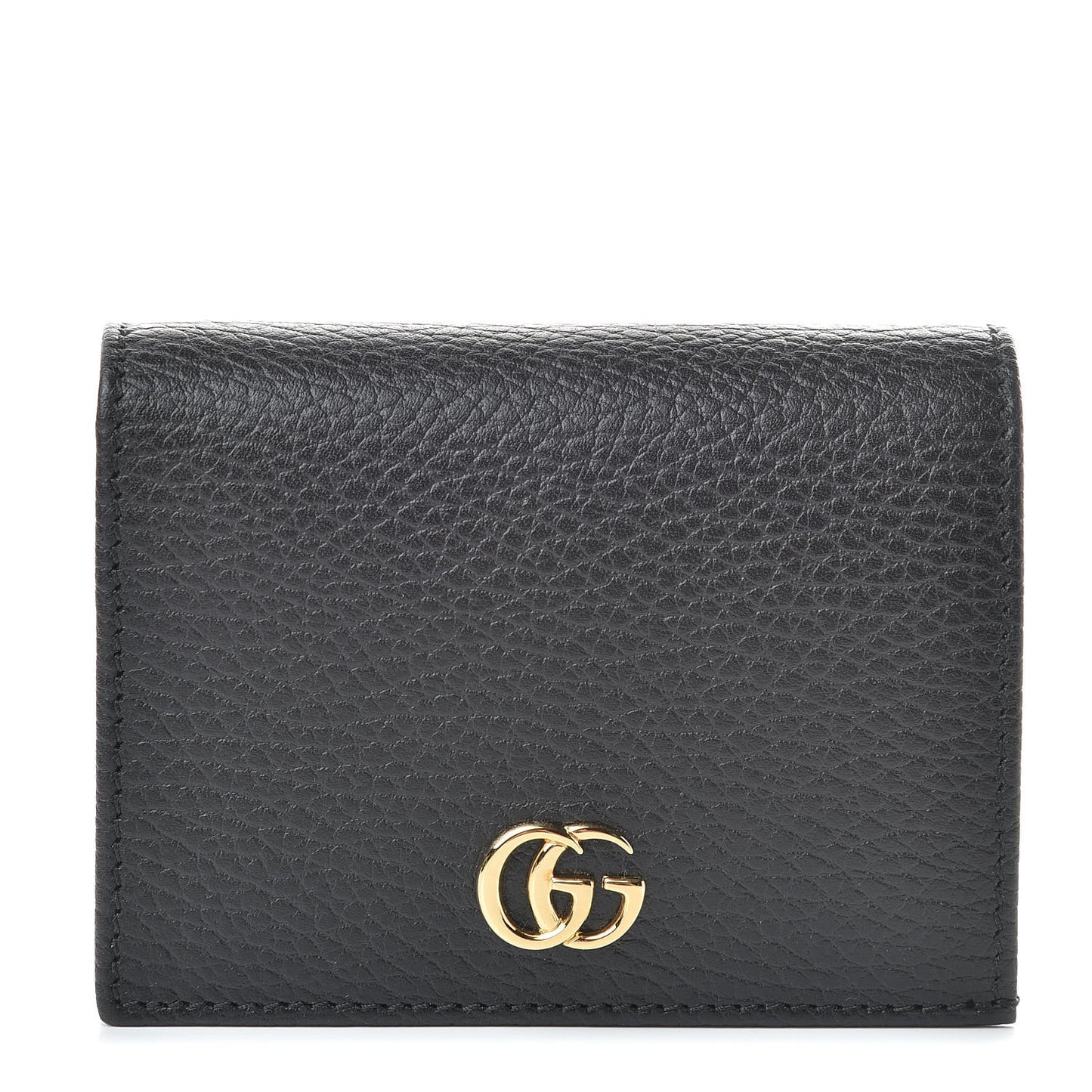 Pebbled Calfskin GG Marmont Card Case Black