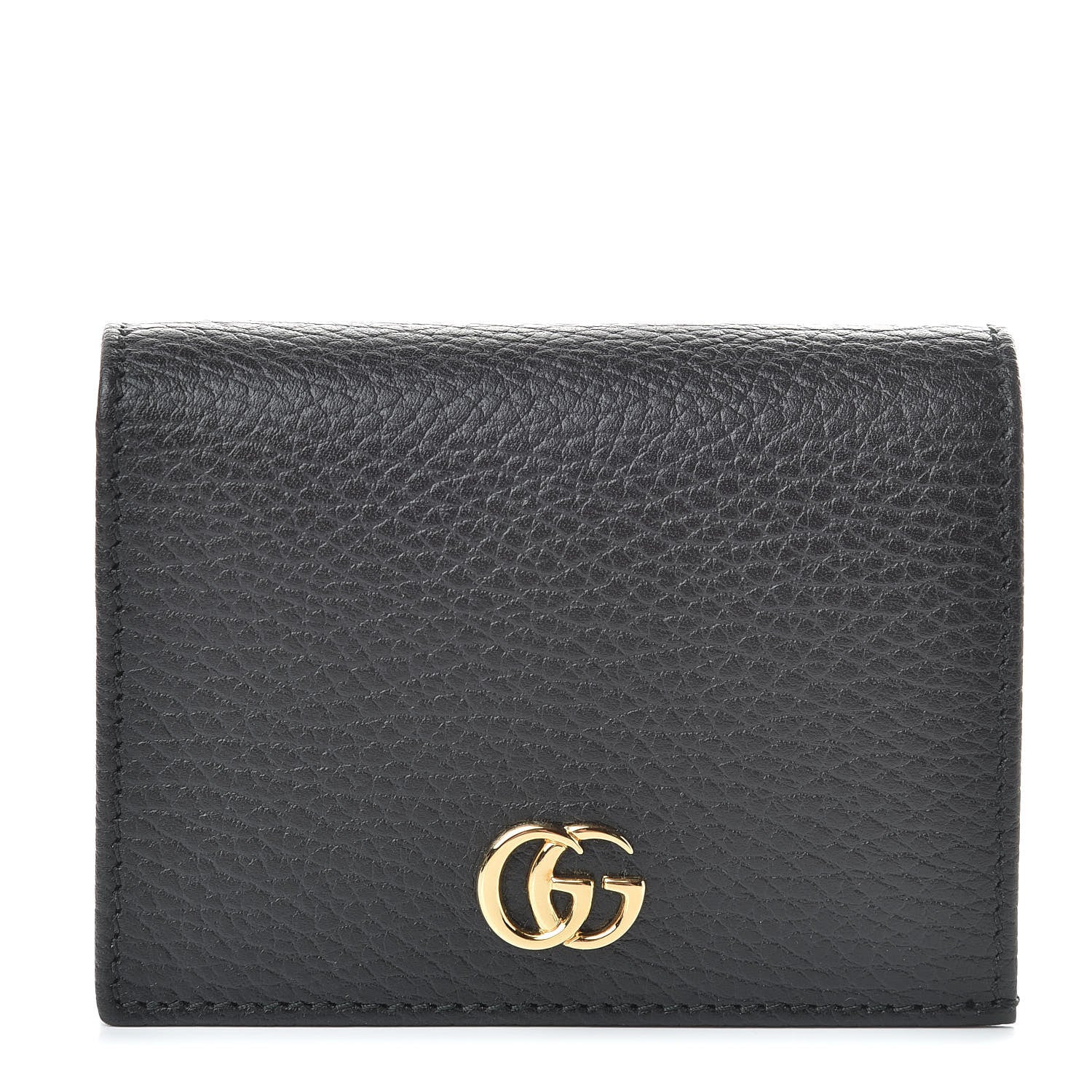 Gucci Pebbled Calfskin GG Marmont Card Case Black 1 of 8
