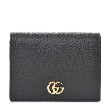 Gucci Pebbled Calfskin GG Marmont Card Case Black 1 of 8