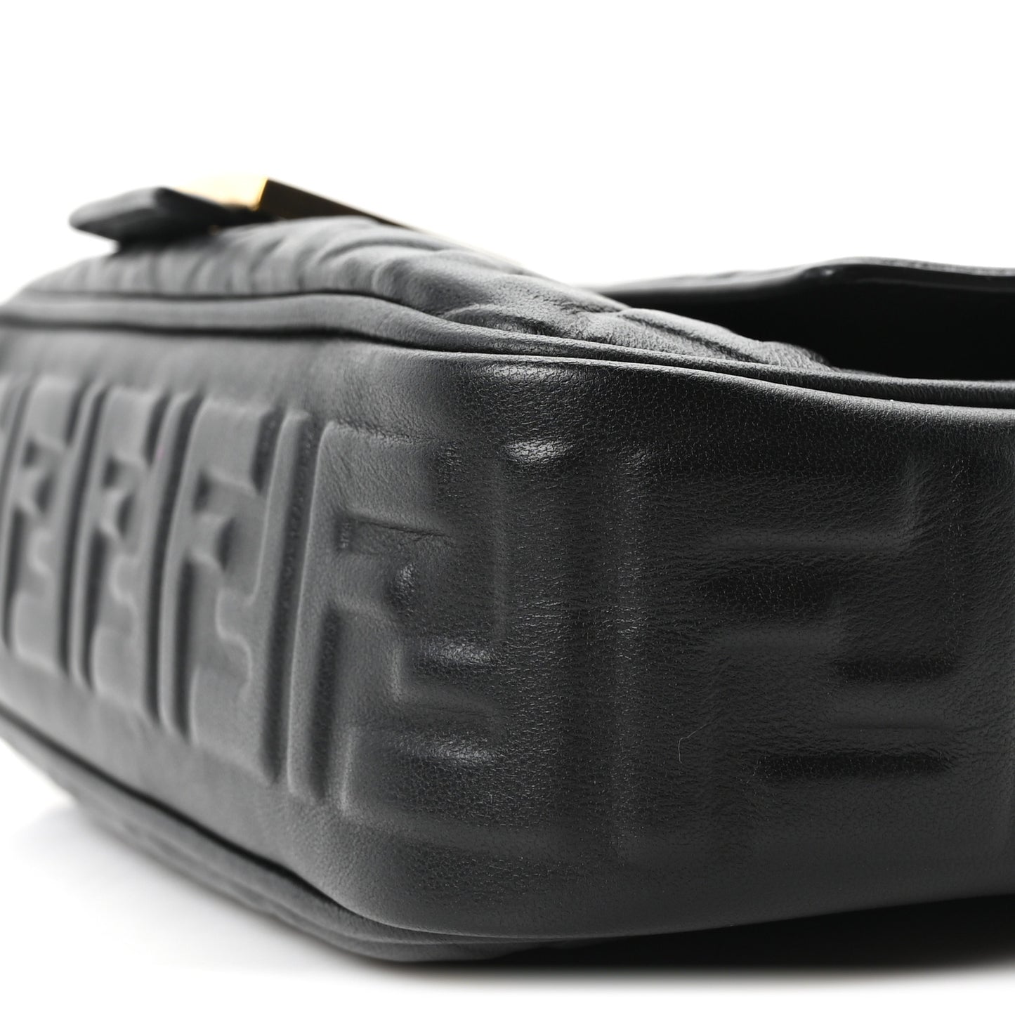 Nappa Small FF Embossed Midi Chain Baguette Black