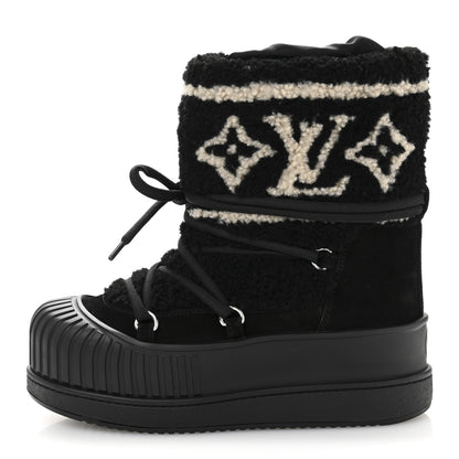 Louis Vuitton Suede Shearling Polar Flat Half Boots 37 Black 1 of 9