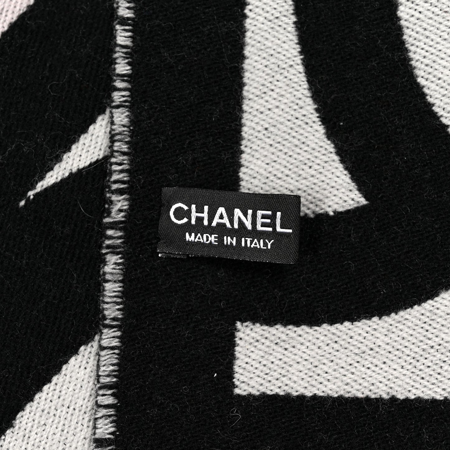 Cashmere Wool Silk CC Logo Stole Black Multicolor