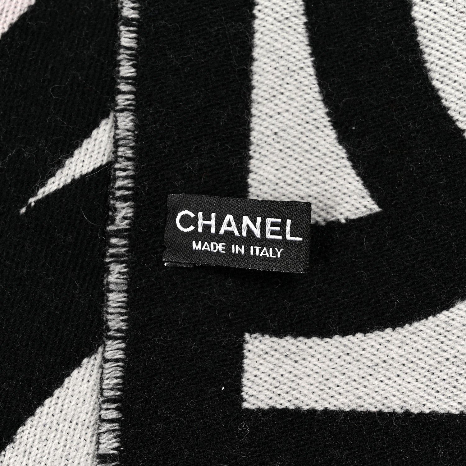 Chanel Cashmere Wool Silk CC Logo Stole Black Multicolor 3 of 3