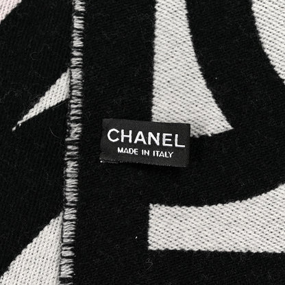 Chanel Cashmere Wool Silk CC Logo Stole Black Multicolor 3 of 3