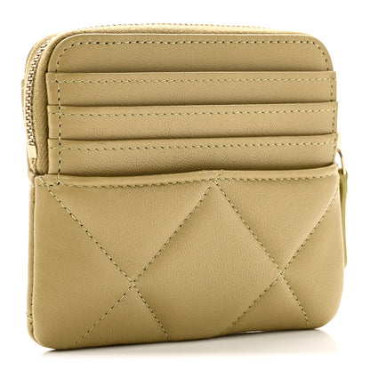 Chanel Lambskin Quilted Chanel 19 Zip Card Holder Wallet Light Green 3 of 8