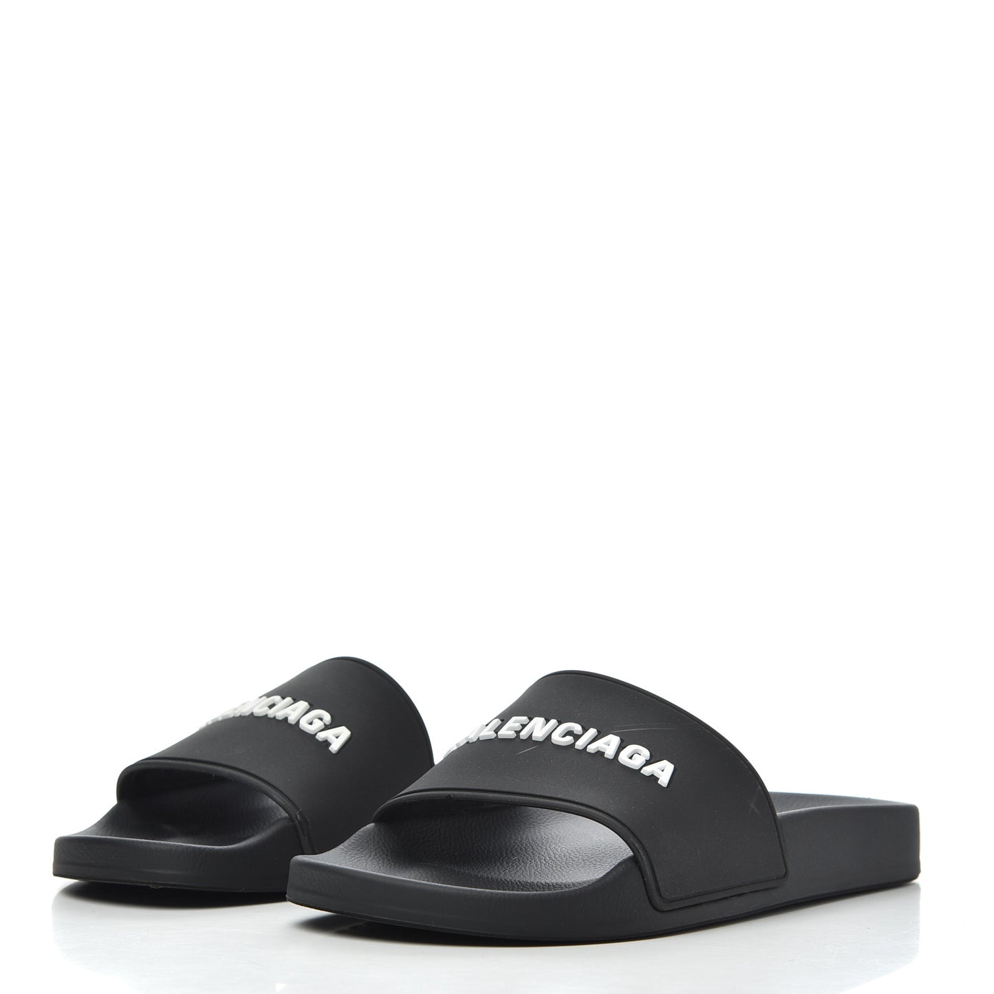 PVC Logo Womens Pool Slide Sandals 38 Black White