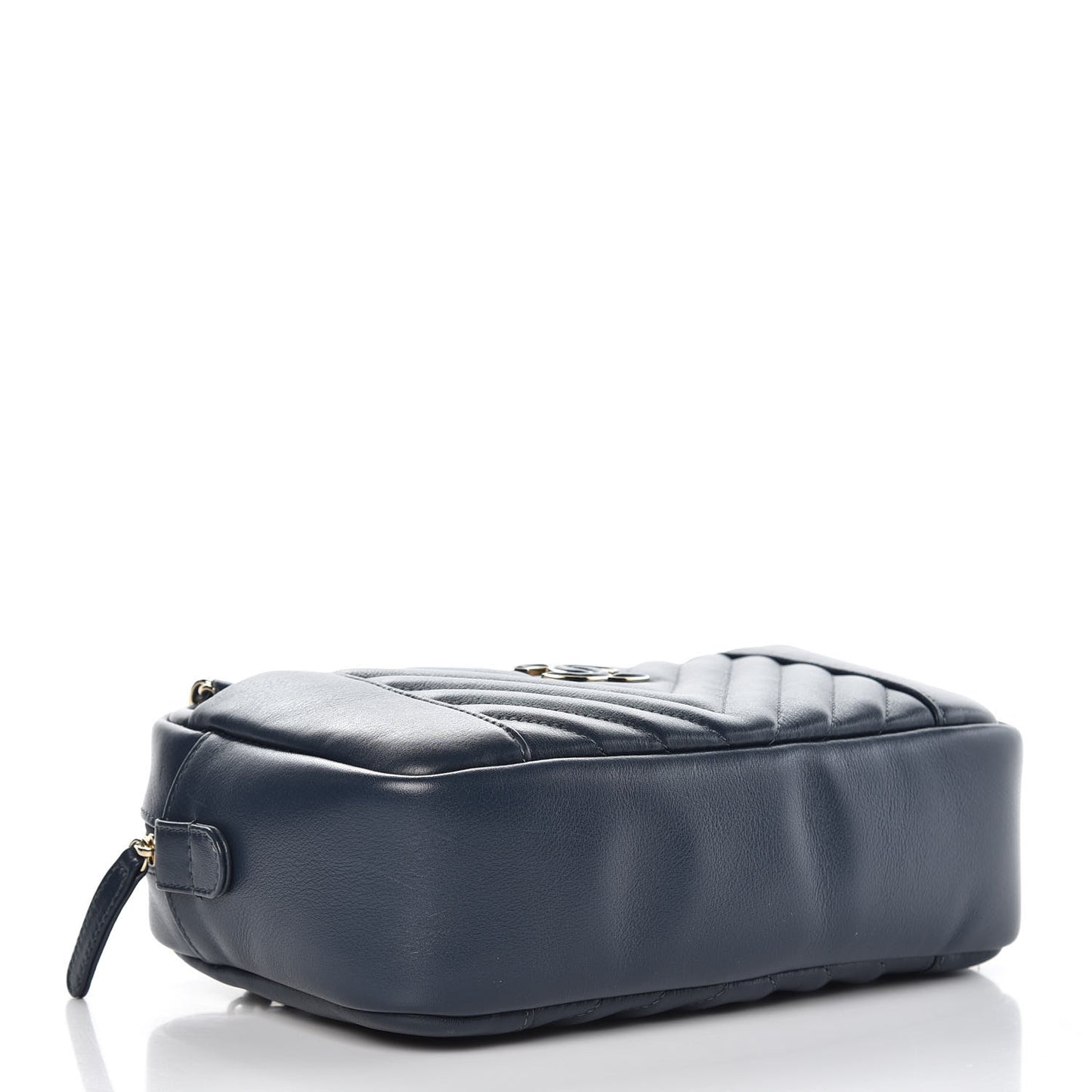 Calfskin Quilted Daily Chevron Camera Case Navy Blue