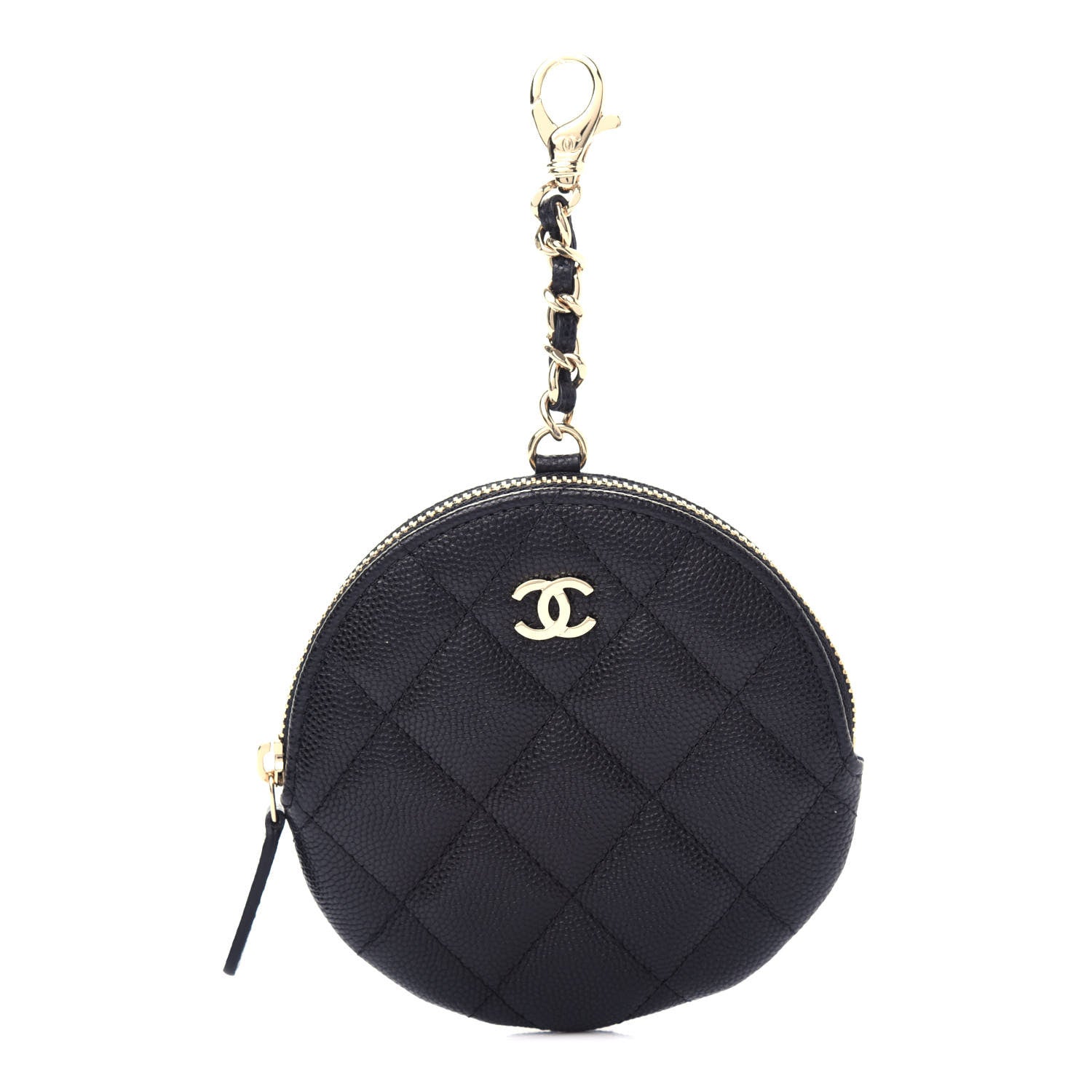 Chanel Caviar Quilted Round Clip On Coin Purse Black 1 of 8