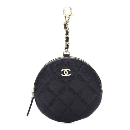 Chanel Caviar Quilted Round Clip On Coin Purse Black 1 of 8