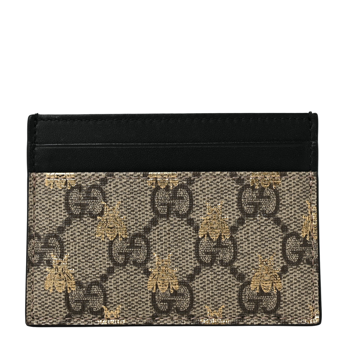 GG Supreme Monogram Bees Card Holder Black