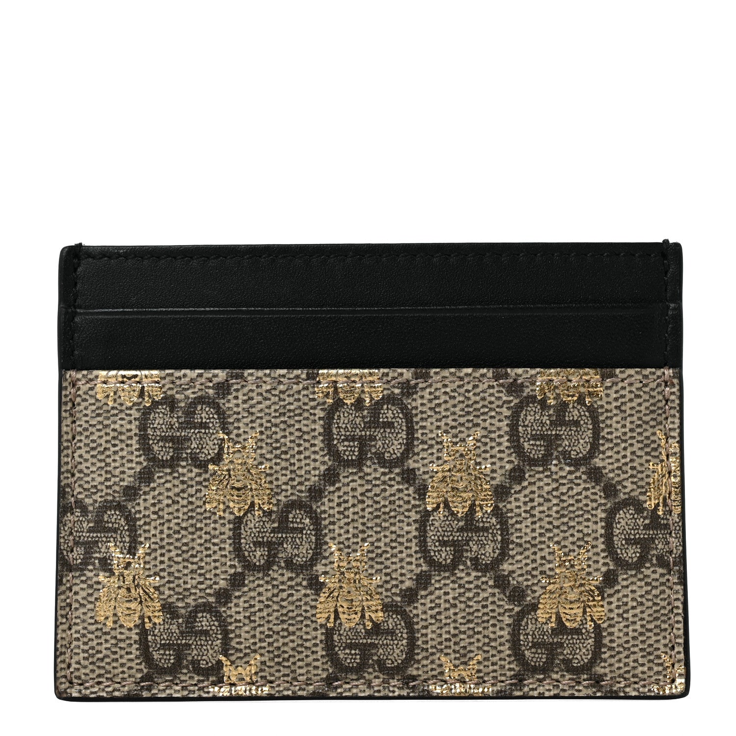 Gucci GG Supreme Monogram Bees Card Holder Black 1 of 6